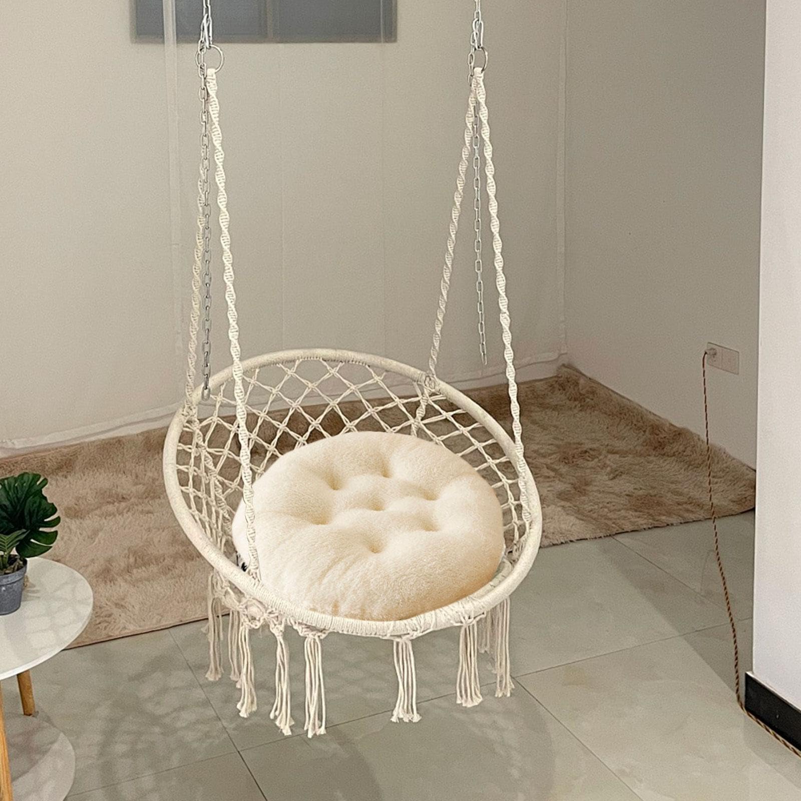 Cuscino per Sedia da Esterno, 60x60 Cm, per Sedia a Dondolo, Lavabile E Rotondo, Bianco