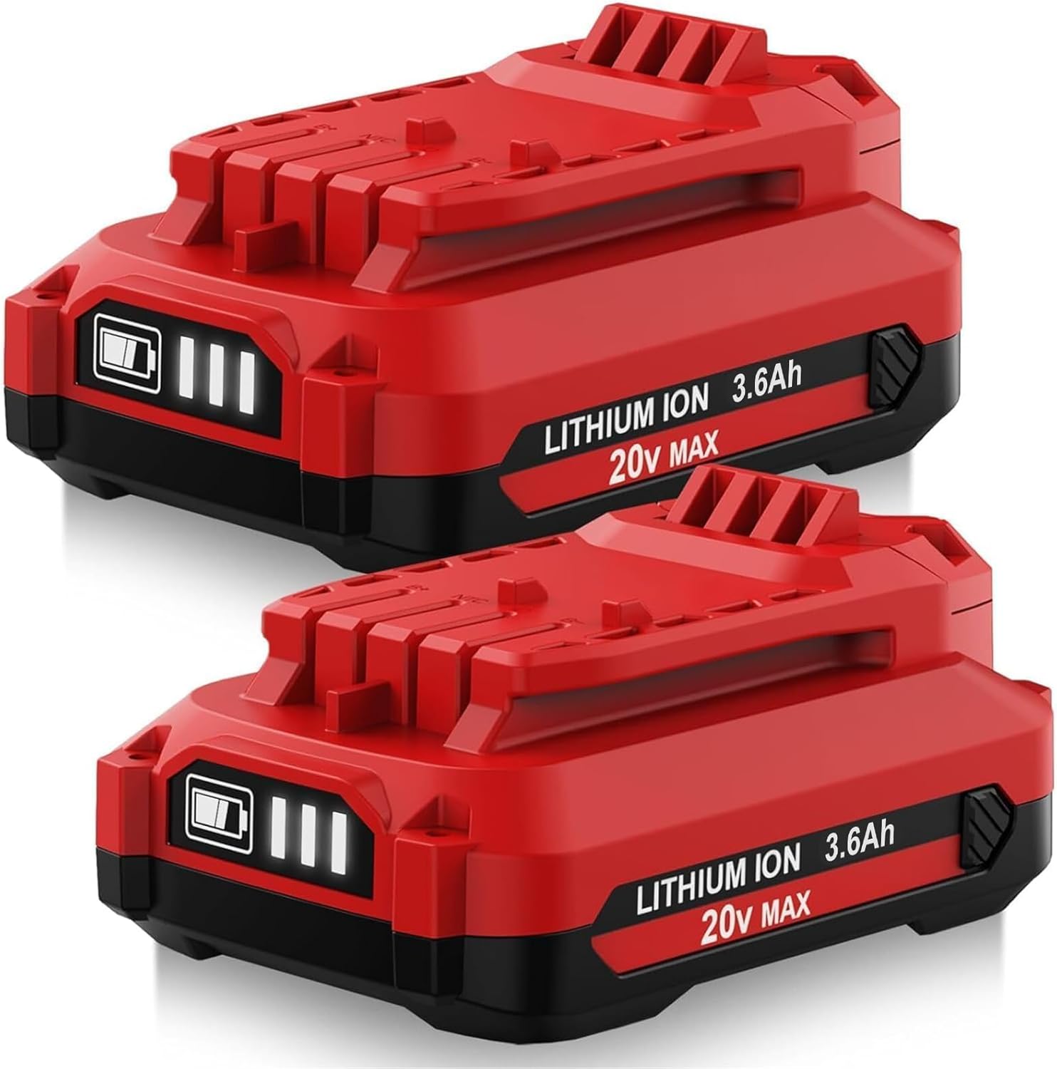 2 Pack 20V 3.6Ah CMCB202-2 Replacement for Craftsman V20 Lithium Ion Battery Compatible with Craftsman 20V Battery Lithium MAX CMCB205 CMCB204 CMCB206 CMCB202 CMCB201 Cordless Power Tools (Red)