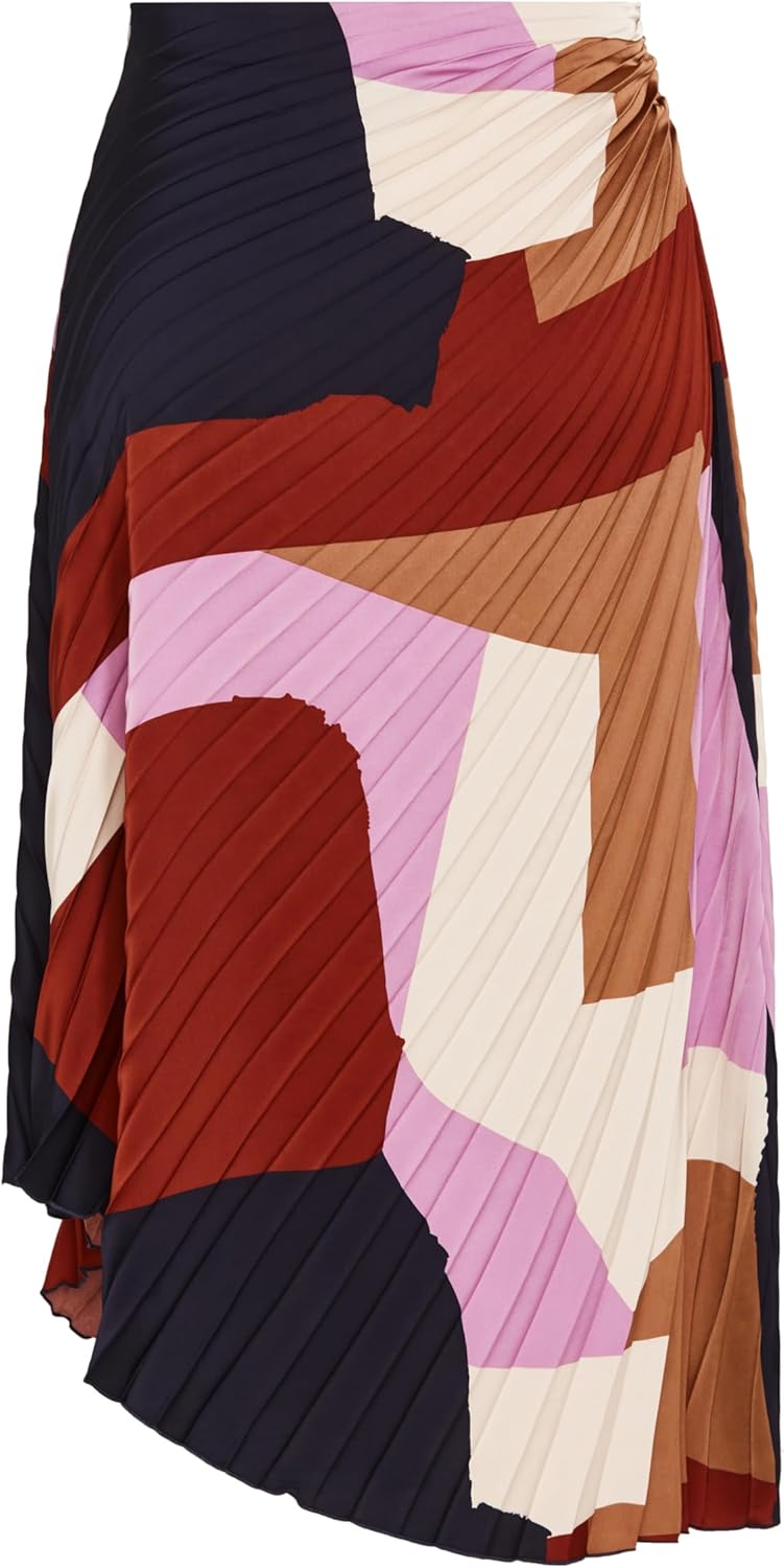 City Chic Women's Plus Size Amaya Asymmetrical Harmonica Pleat Print Skirt