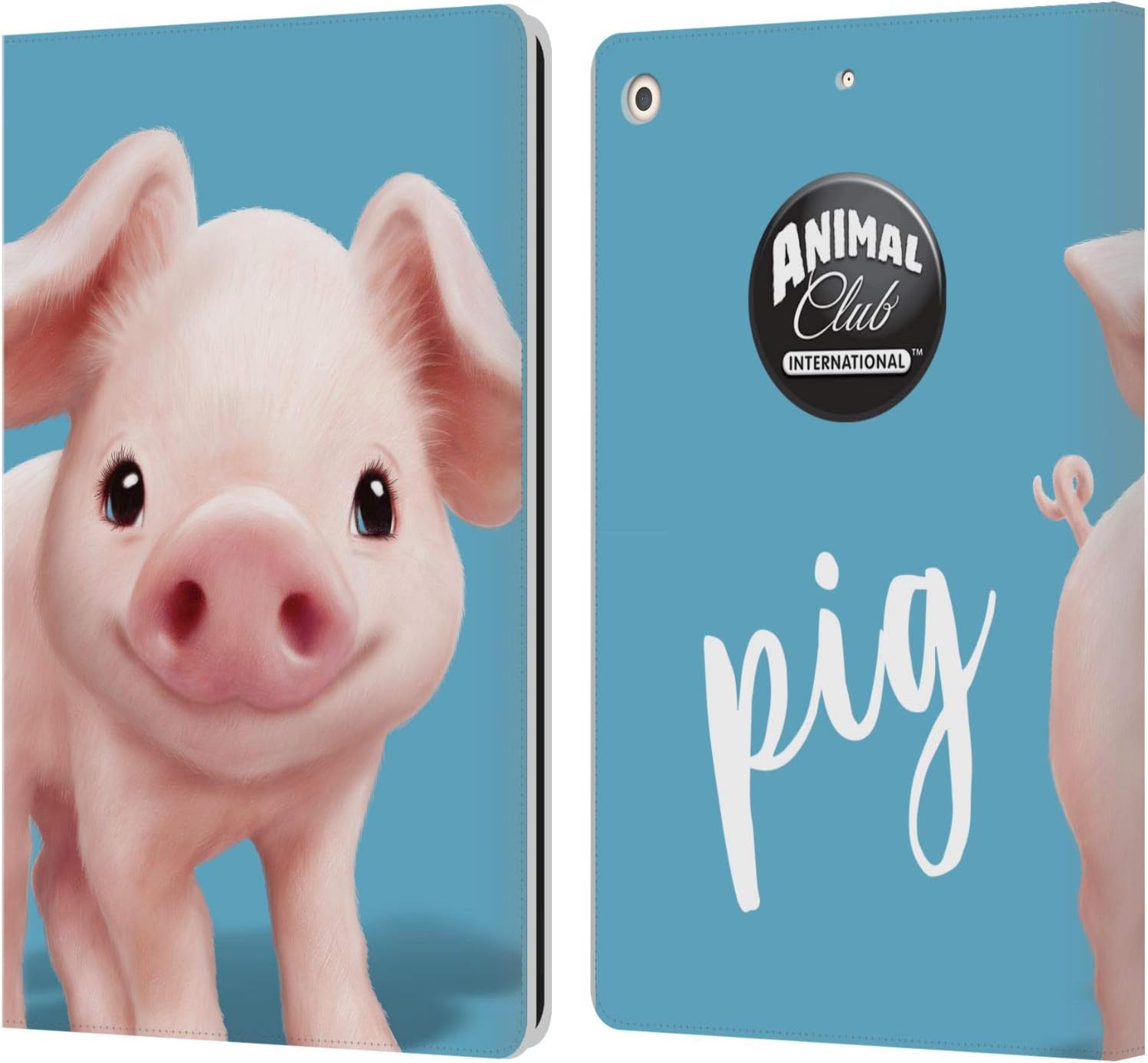 Head Case Designs Officially Licensed Animal Club International Pig Faces Leather Wallet Case Compatible with Apple iPad 10.2 2019/2020/2021