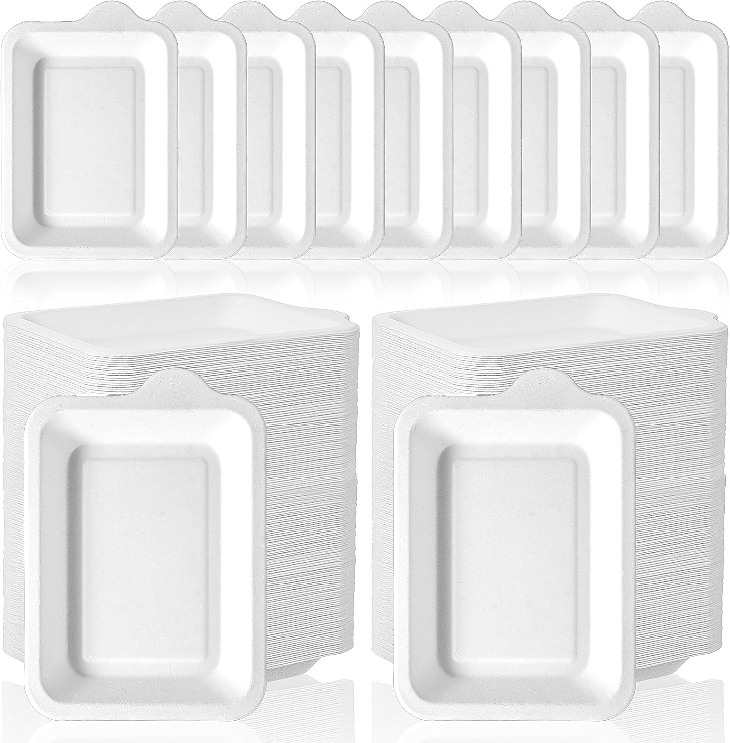 300 Pcs Paper Plates Disposable Plates Paper Bulk White Square Dessert Cake Party Snack Sugarcane Bagasse Fiber