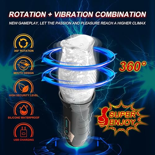 Miniatura 3 de Vibrador completamente automático Vibrador giratorio hombre Masturbación 5 Rotación 10 Vibración Juguete sexual Vibradores sexuales Oral Juguetes