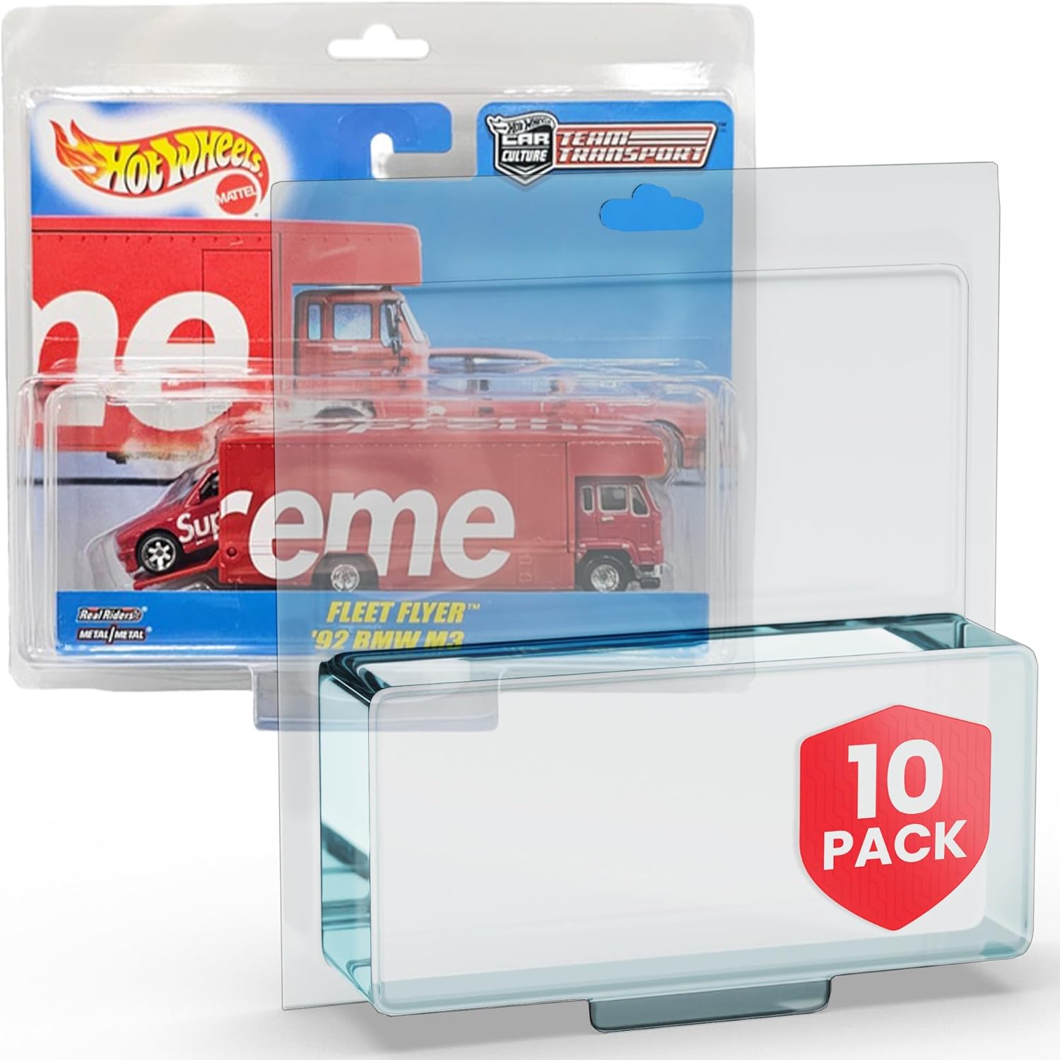 Blister Case Protector Compatible with Hot Wheels Team Transport Blister Protectors Pack of 10 - 0.80MM PET Premium Grade Protection, Crystal Clear Display, Custom Fit, Durable