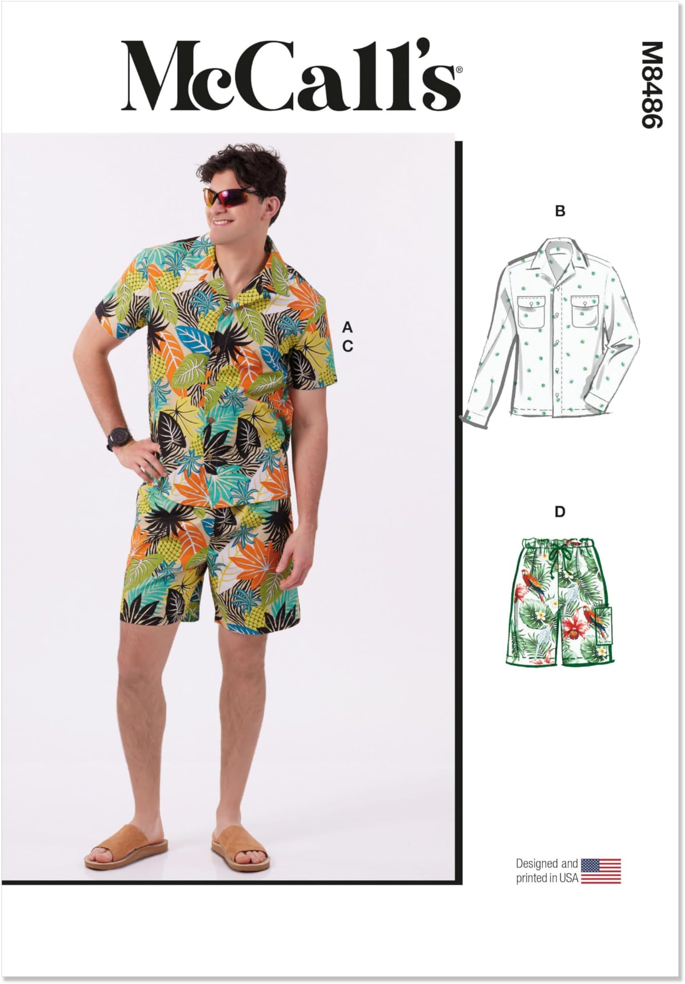 MCCALLS Sewing Pattern M8486BB Men's Shirts and Shorts BB (44-46-48-50-52)