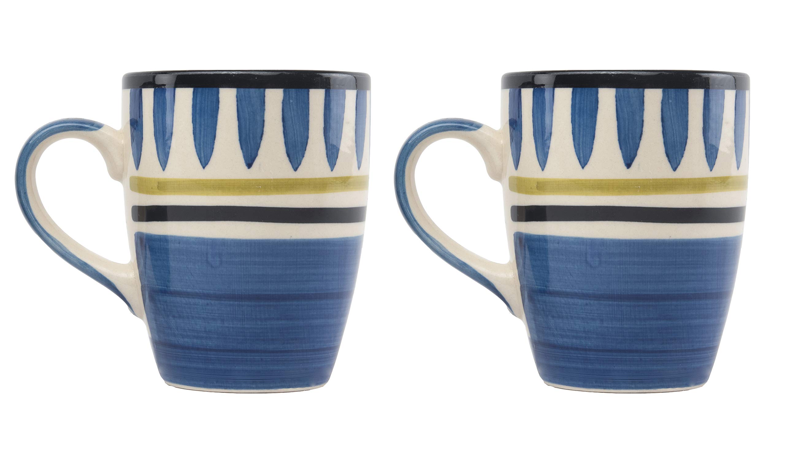 HS HINDUSTANI SAUDAGAR Microwave Safe Hand Painted Ceramic Tea Cup/Coffee Mug Stylish Design with Ergonomic Handles for Ease of Use Set of 2,