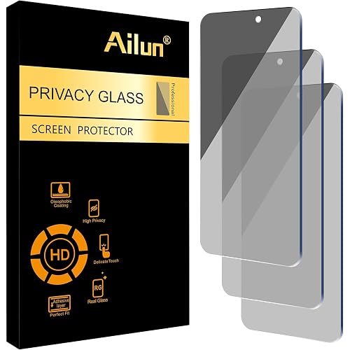 Ailun Privacy Screen Protector for iPhone 16 / iPhone 15 / iPhone 15 Pro | 3 Pack, 6.1 inch, Anti Spy Private, Tempered Glass, Anti-Scratch, Case Friendly