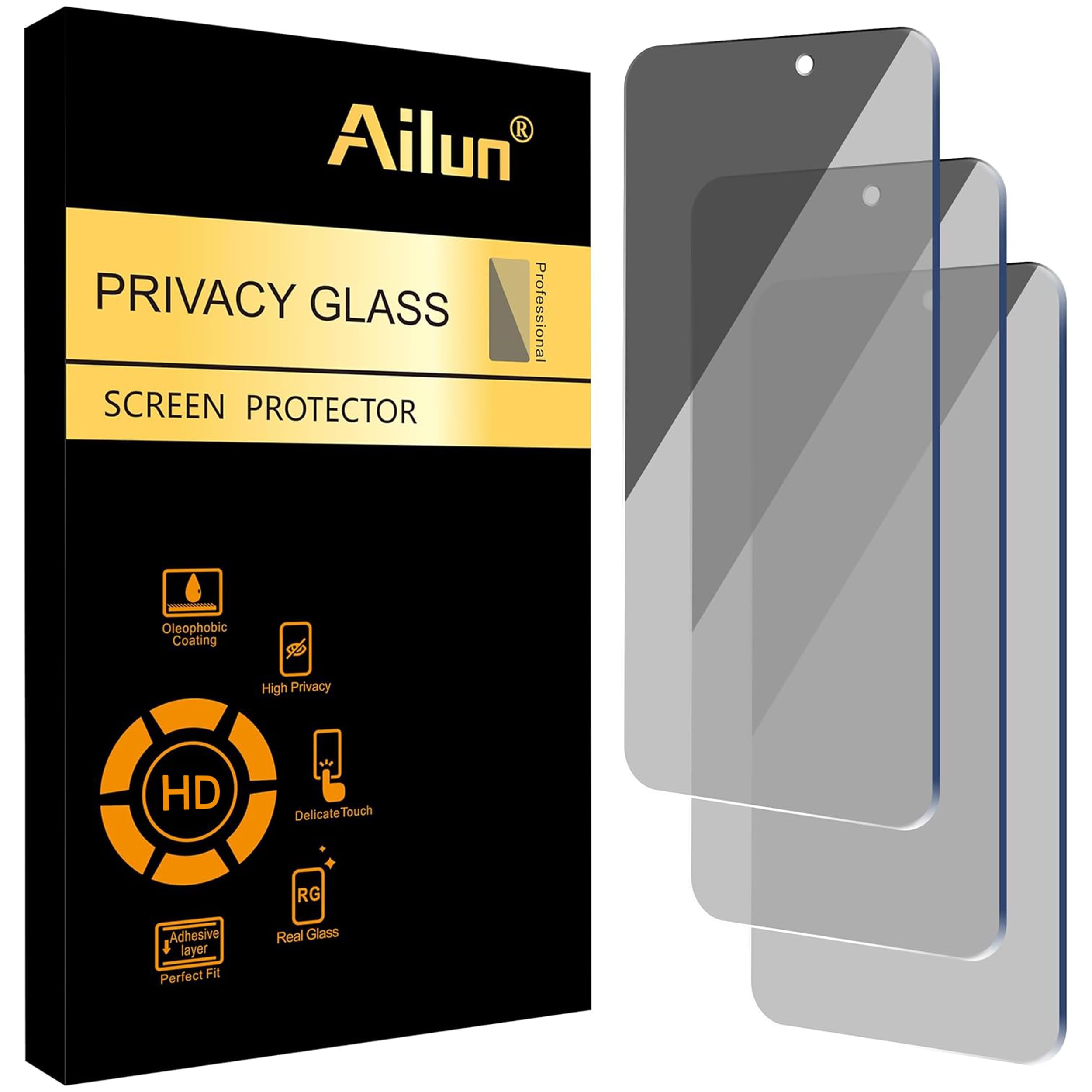 Ailun Privacy Screen Protector for iPhone 16 / iPhone 15 / iPhone 15 Pro 16/15/15 Pro 6.1 inches