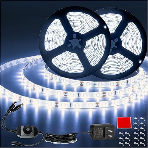 JUNWEN Tira de luces LED blancas de 50 pies, tira de luces LED de 12 V para exteriores, impermeable, flexible, tira de luz LED para interiores,