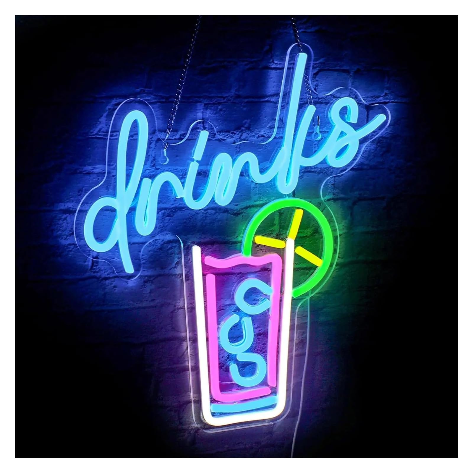 SHOUXI Sign Lamp Drinks Neon Sign for Bar Pub Shop Cafe Home Kitchen Beach Party Decor 32x38cm
