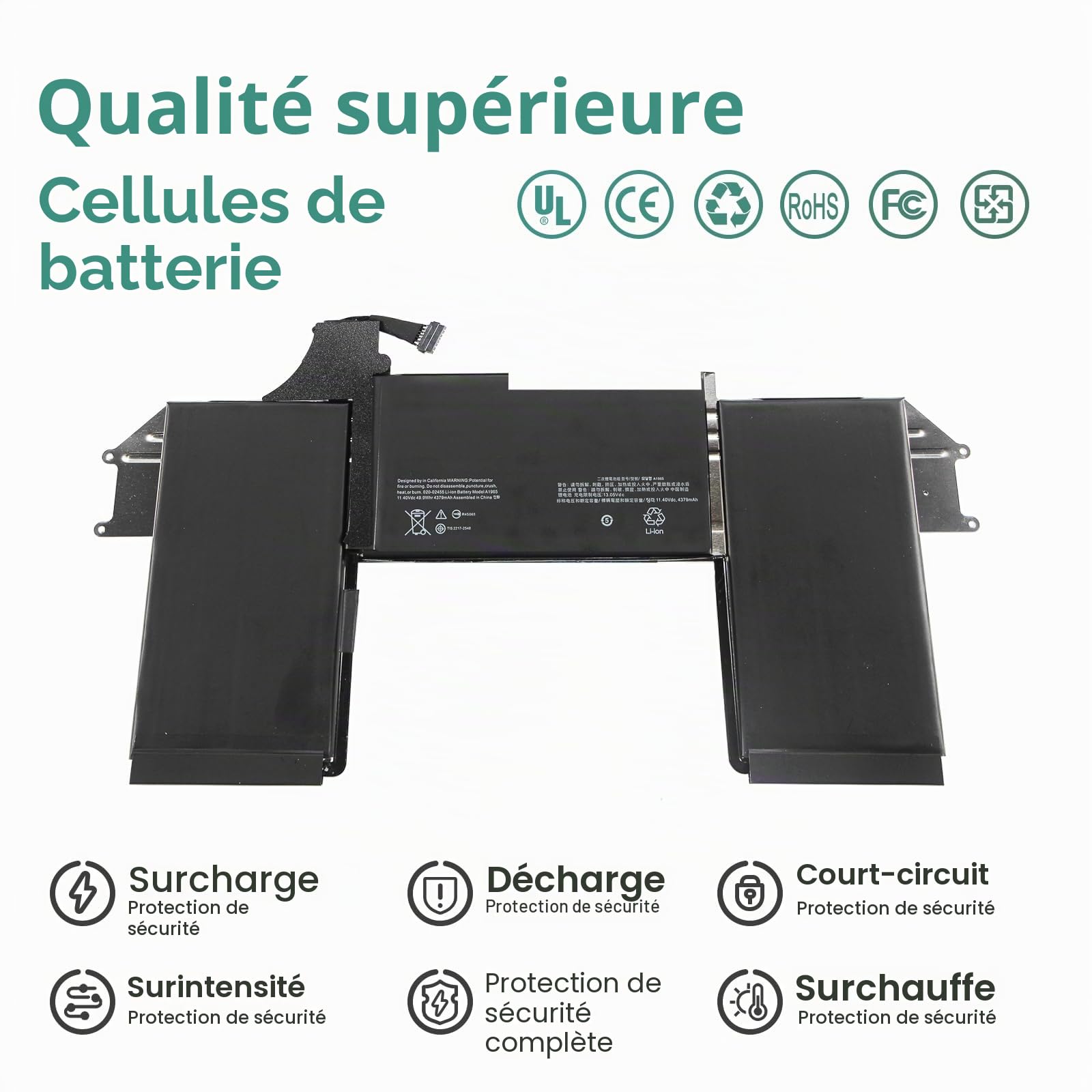 K KYUER A1965 Batterie pour MacBook Air 13" 13.3" A1932(Late 2018 2019) | A2179 (Early 2020) EMC 3184 3302 MacBookAir8,1 8,2 9,1 MRE82LL/A MRE92LL/A MVFH2LL/A MVFM2LL/A MRE82B/A MVFL2LL/A MREA2LL/A
