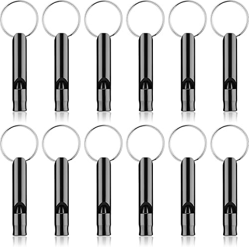 Weewooday 12 piezas de silbato de emergencia con llavero silbato de aluminio senderismo camping supervivencia silbato de emergencia de sonido fuerte