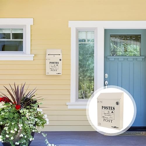 Miniatura 3 de Homoyoyo Buzón de caída para colgar en la pared caja para colgar en el hogar correo postal con decoración de hierro habitación de pago pared de