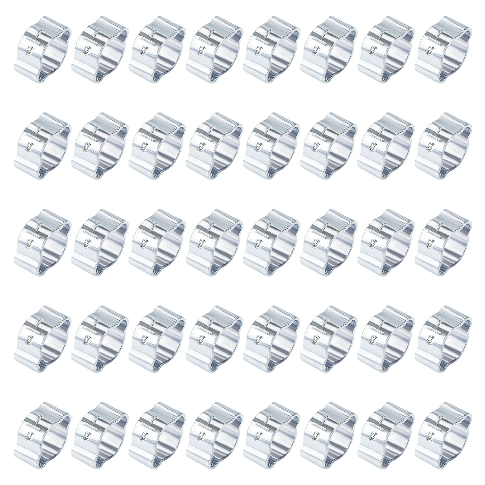 Strrng Silvery 40 Pack 7-9Mm Double Ear Hose Clamp,Premium Galvanised Steel O Clip Crimp Rings For Fuel Petrol Pipe Tube,Ideal For Car Boat Motorcycle,Automotive,Marine,Tractor Plumbing(Silver Tone)