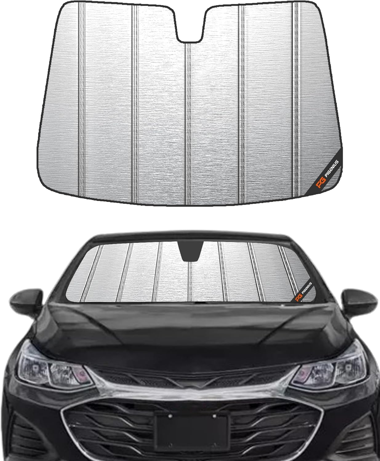 Windshield Sunshade for Chevy Cruze 2016-2019 (Gen 2 / New Body), Metallic Silver Finish