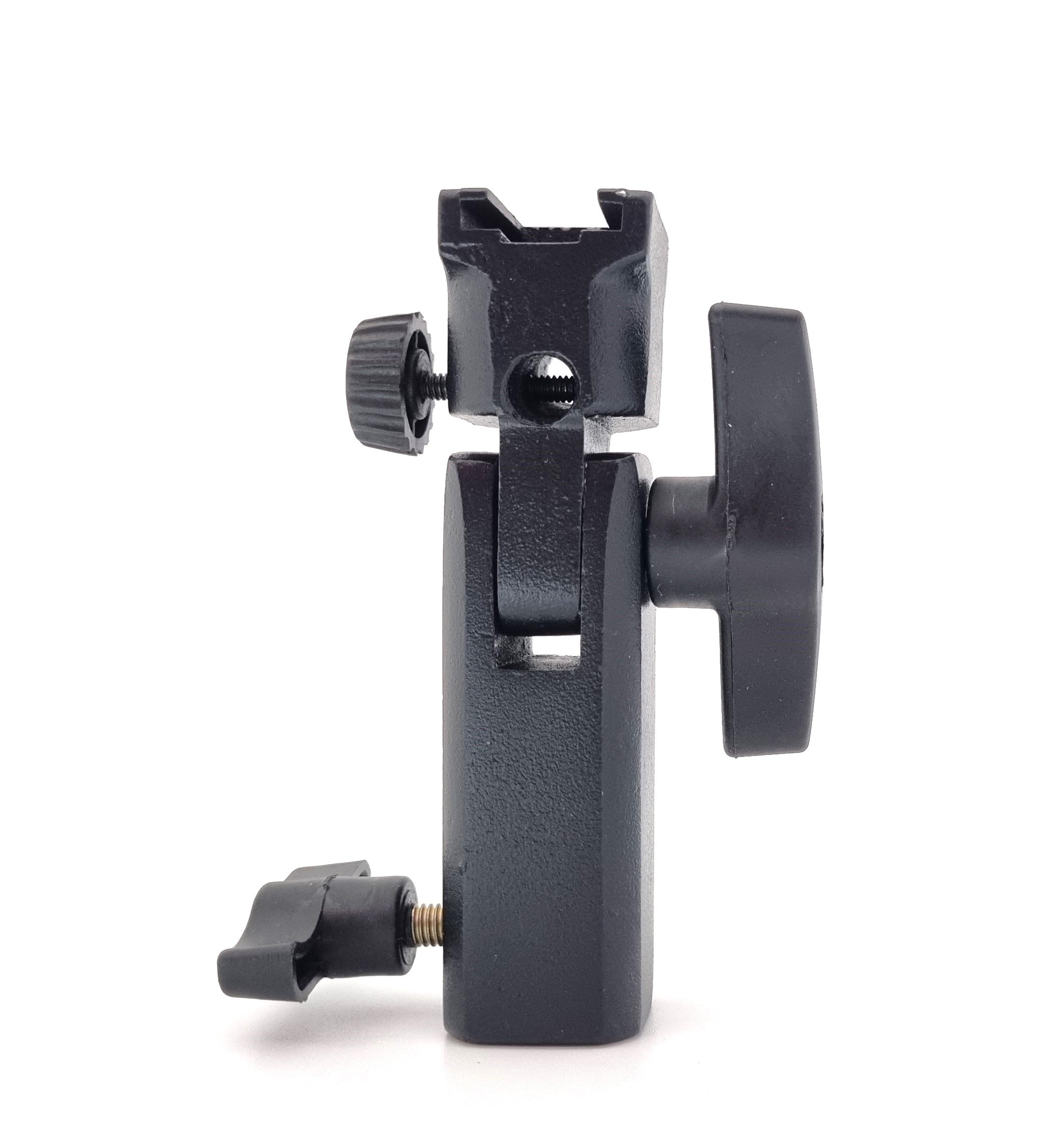 FND Heavy-Duty Metal U Clamp with Shoe Mount and Umbrella Holder Slot | Flash Holder | for Speedlite, LED Video Light | Photography & Videography