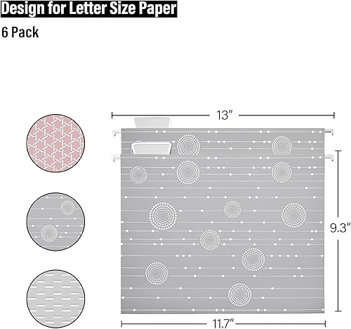 Miniatura 5 de Y YOMA Paquete de 6 carpetas decorativas colgantes tamaño carta, bonito organizador de carpetas colgantes para archivador, oficina, hogar,