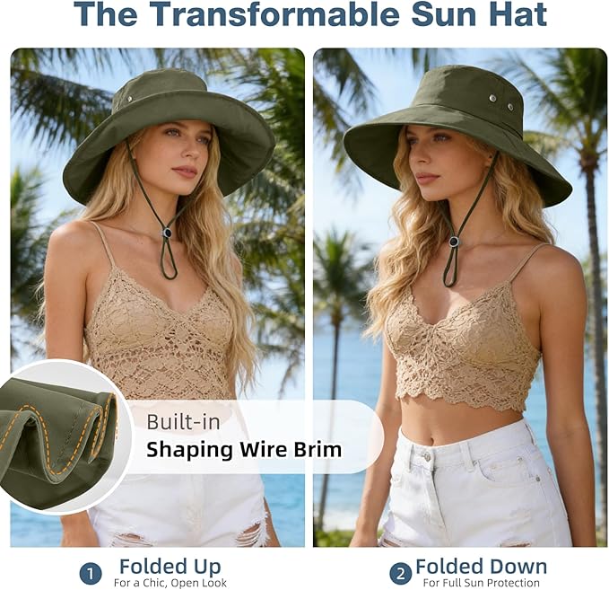 Sombrero tipo bucket de ala ancha para mujer miniatura 4
