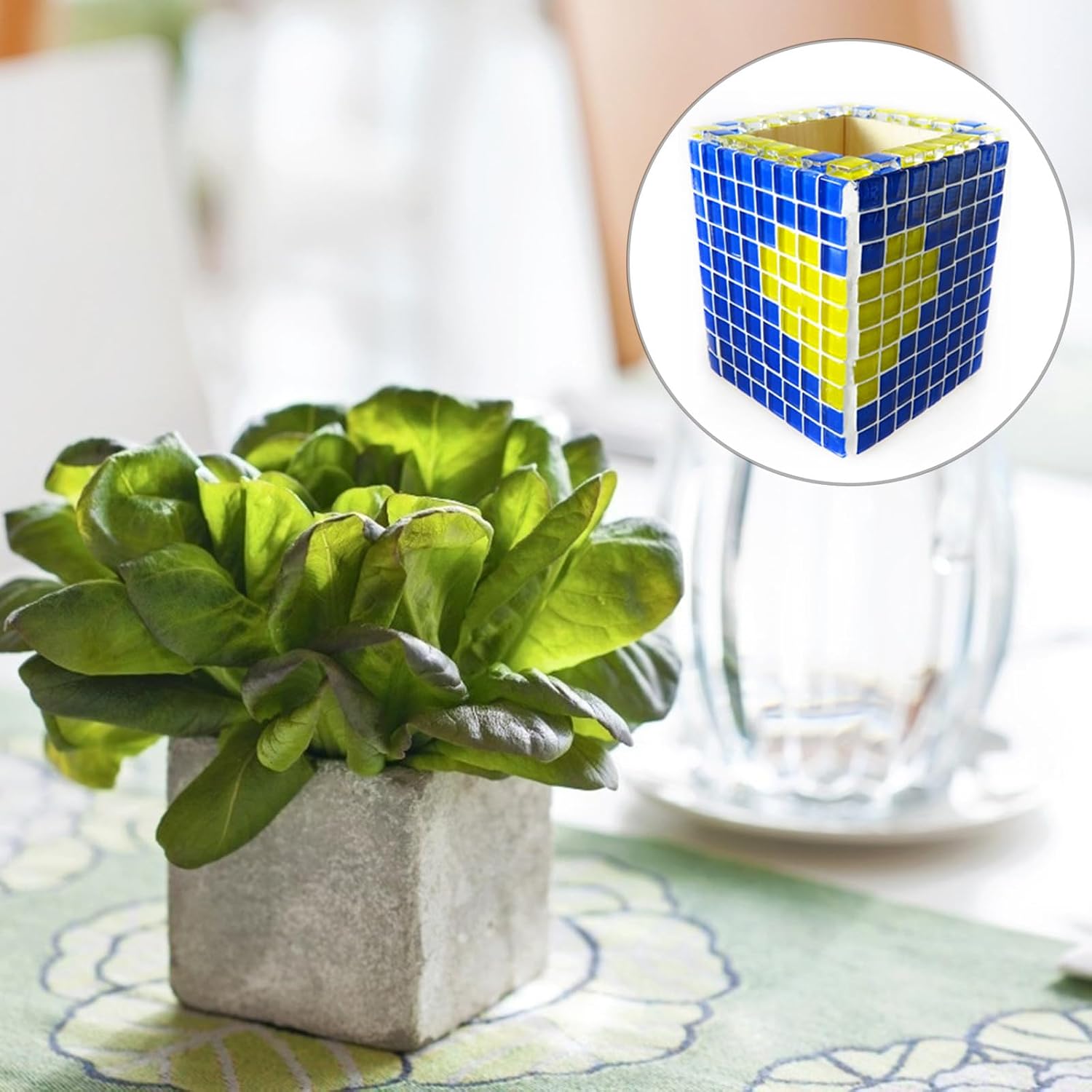 Crystal Glass Mosaic Tiles DIY Bulk Set with 1cm Assortment Tiles, Approx 1000pcs in 24-Compartment Storage Box for Handmade Crafts and Mosaic Art Projects