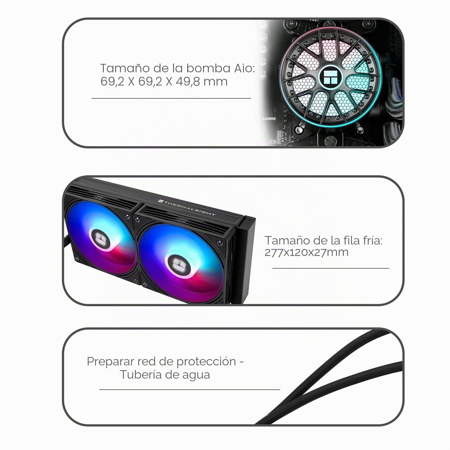 TR-Thermalright AQUA ELITE 240 V6 ARGB Negro Enfriador líquido, Refrigeración Aio 240 mm, Ventiladores Dual PWM - ARGB, para AMD AM4/AM5, Intel LGA1851/1700/115x/1200 (negro)