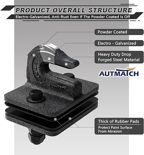 Miniatura 9 de AUTMATCH Gancho de agarre para cubo de tractor de 38 pulgadas (paquete de 2)  Perno de acero forjado de grado 70 en gancho de agarre con placa