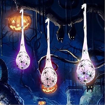3 Pack Halloween Spider Egg Sacs, 39 Inch Hanging Light Up Spider Egg Decoration, Halloween Spiders Webs Decor for Halloweens Props Party Gifts, Yard Garden Tree House DecorRGB Light