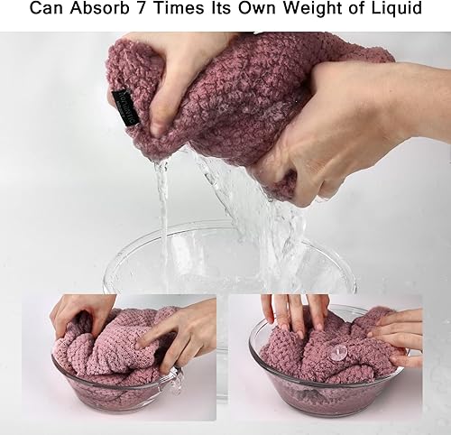 Miniatura 3 de Toalla de pelo para mujer, toalla de pelo de microfibra gruesa, toalla de secado de cabello con botón, excelente efecto de secado, grande 2 piezas