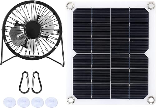Miniatura 7 de Ventilador de panel solar de 10 W, generador de energía fotovoltaica flexible monocristalino con ventilador de enfriamiento, panel solar
