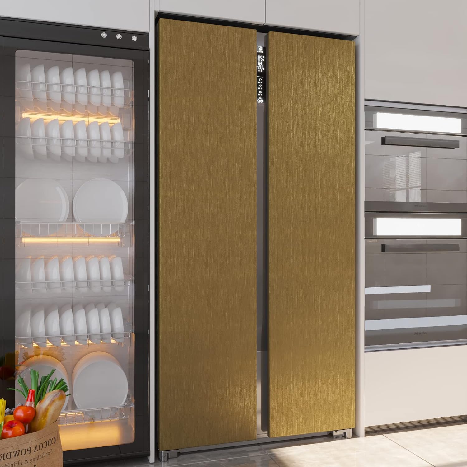 Matte Gold Brass Color Contact Paper 23.7 x 393.7 Inches Peel and Stick Wallpaper for Kitchen Cabinet Countertop Fridge Cover Home Decoration Vinyl Self Adhesive Waterproof Removable