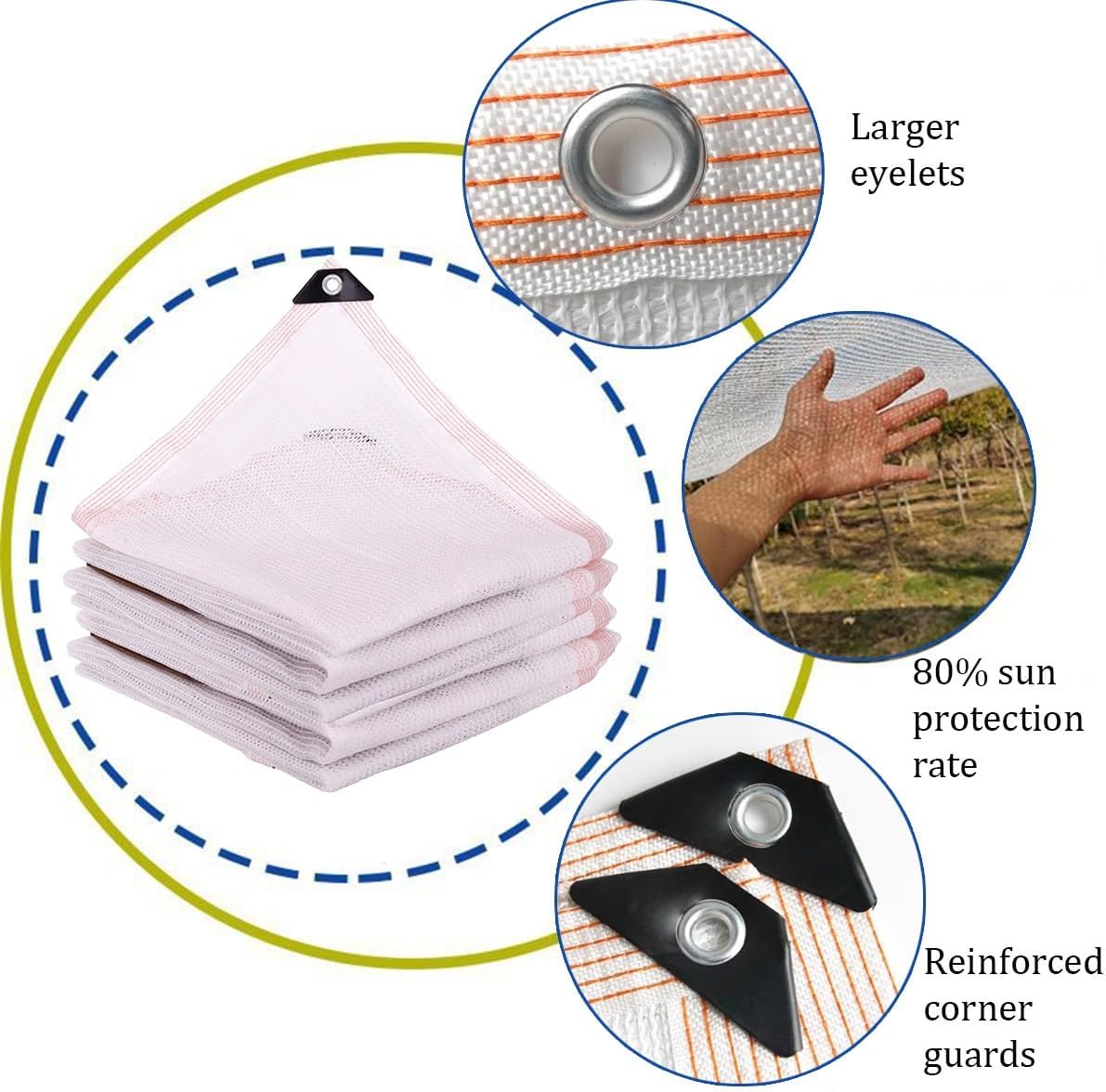 90% Sun Shade Cloth for Garden Shade Fabric White Plant Shade Sun Shade Sail 10x16ft 10x20ft 8x20ft 10x10ft Shade Net Mesh Tarp with Grommets for Greenhouse Outdoor(9.8 * 13.1ft)