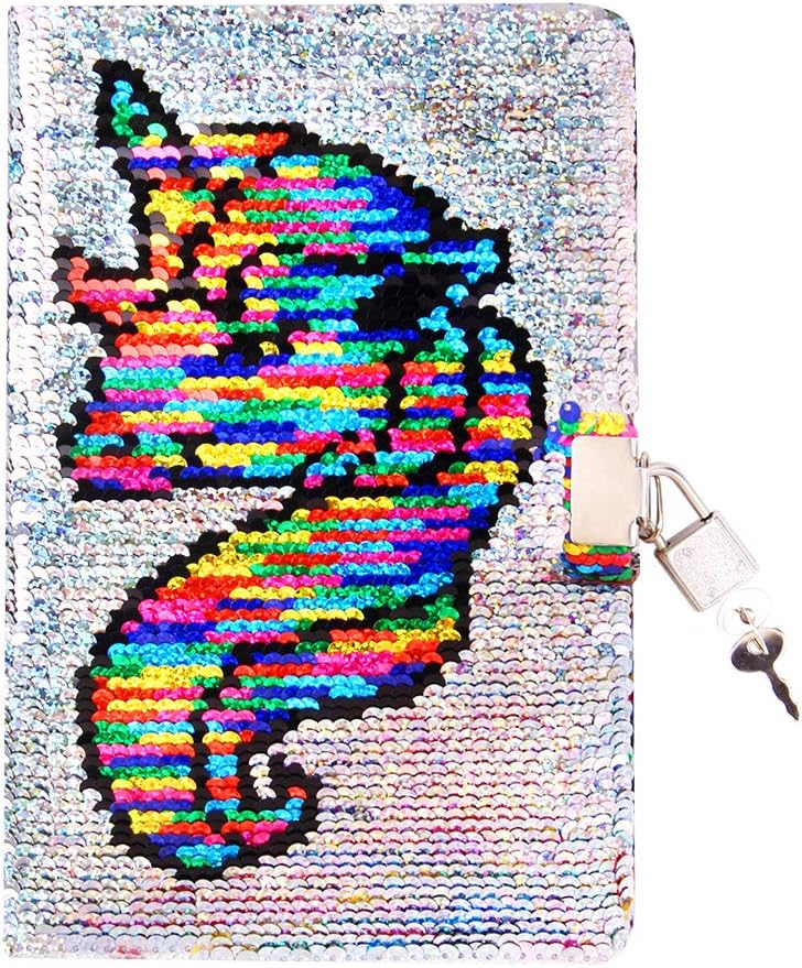 Sequin Notebook - PojoTech Mermaid Reversible Sequin Journal – Magic Travel Journal Notebook Gift for Adults and Kids