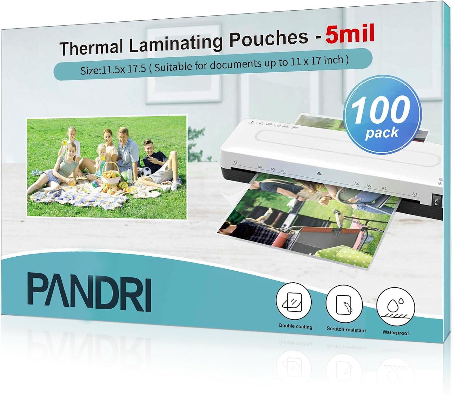 Laminating Sheets, PANDRI 100 Pack Thermal Laminating Pouches Holds 11
