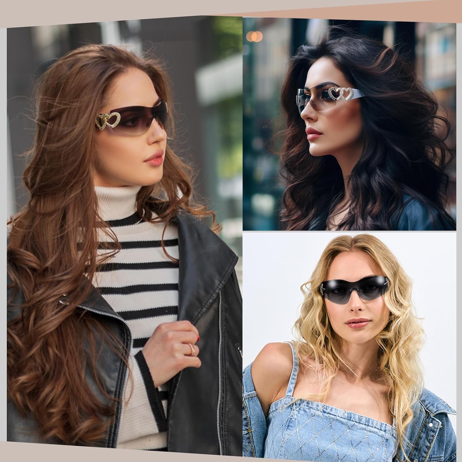JATEBI 6 Pairs Y2k Sunglasses for Women Men Shield Wrap Around Fashion Sunglasses 2000S Oversized Frameless Sun Glasses - Image 7
