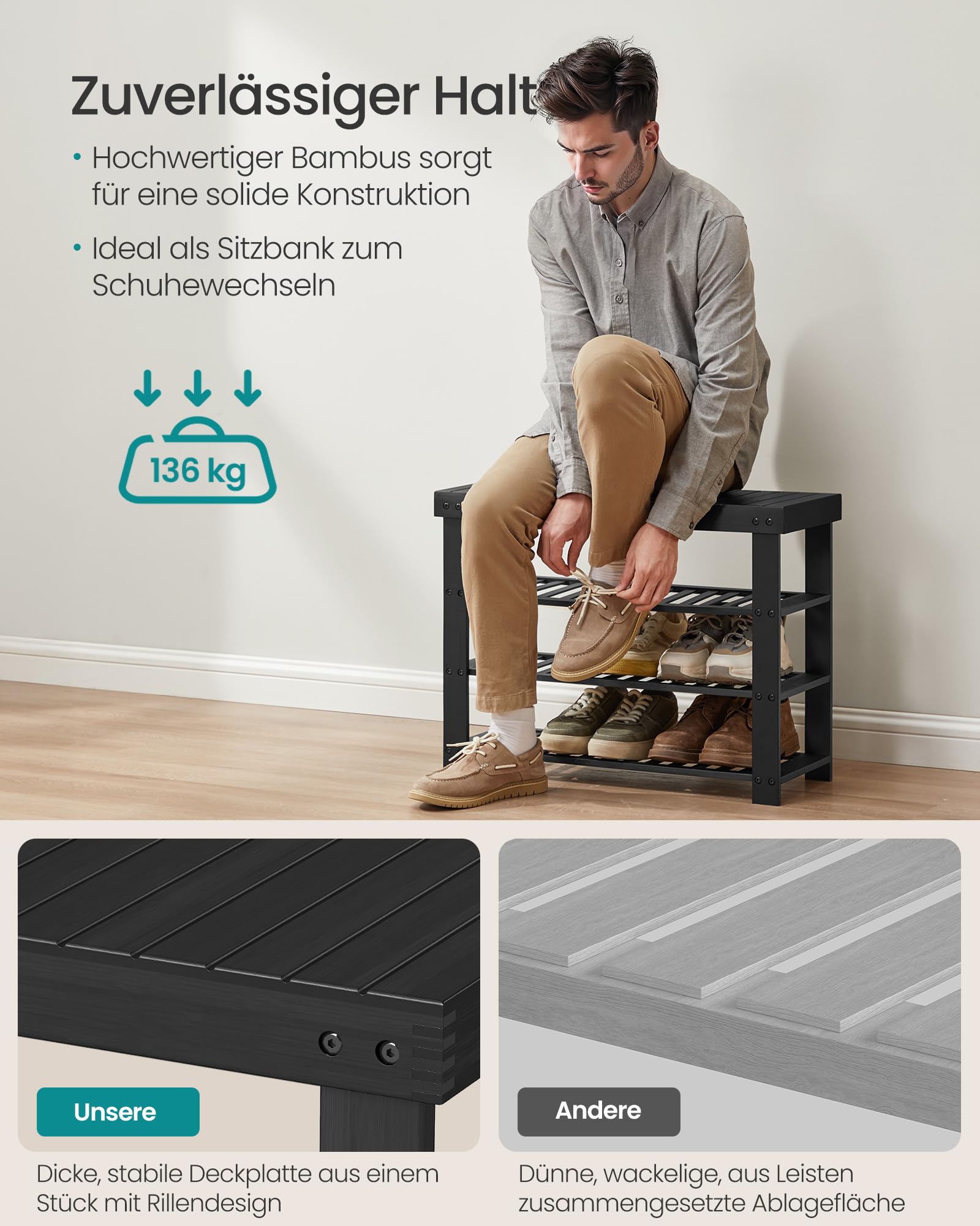 Schuhregal aus Bambus für kleine Flure