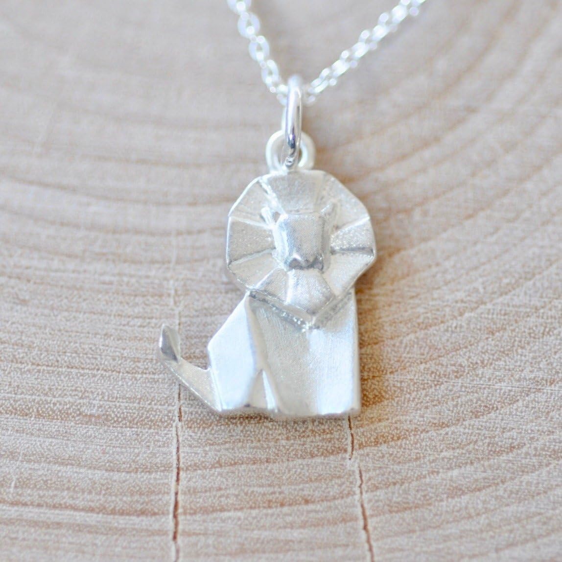 Origami Lion Necklace in Sterling Silver with 20" Chain - Image 4