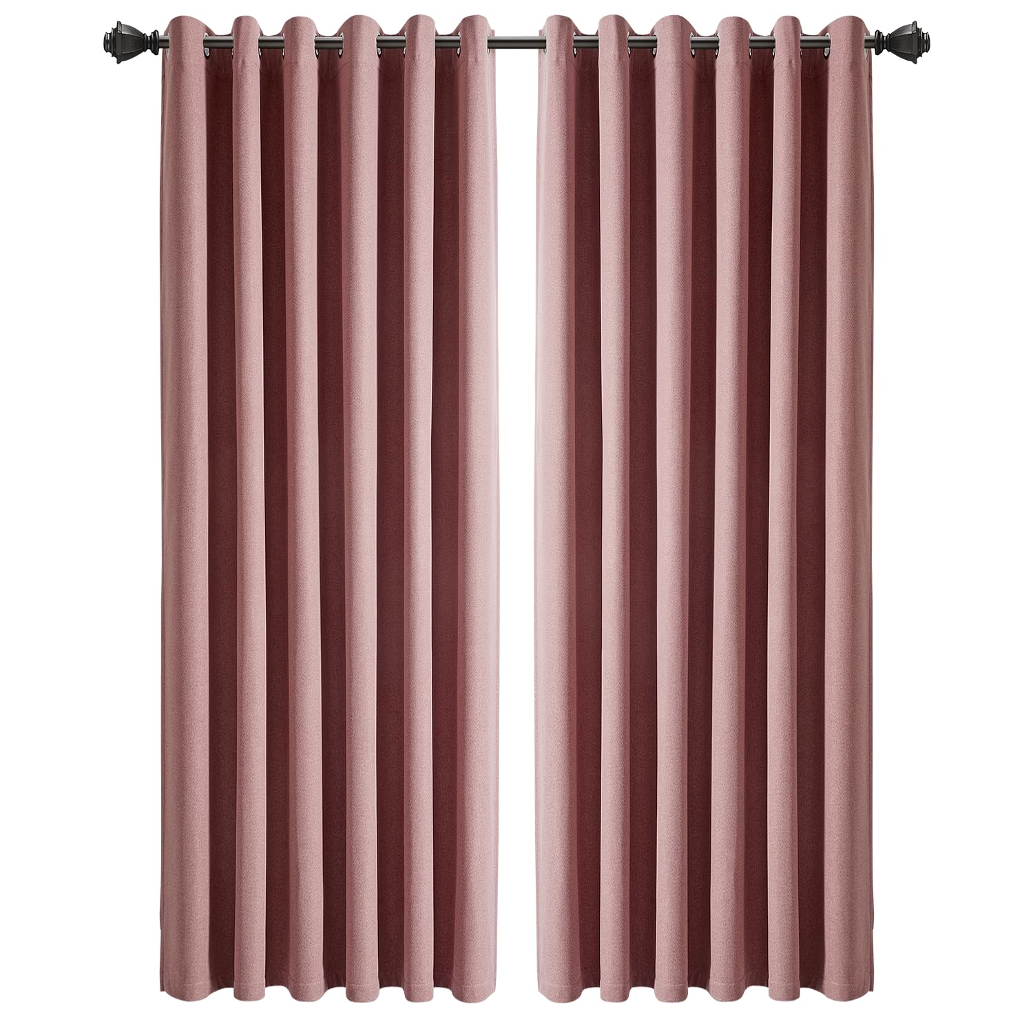 INSPIRE HOMEWARE 100% Blackout Eyelet Linen Curtains for Bedroom 90x90 Inch Drop Thermal Insulated & Super soft Ring Top Blush Curtain 2 Panel with Matching Tie Backs
