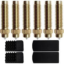6PCS Bi-Metal Nozzle Kit for Elegoo Centauri Carbon/Centauri, Brass + Hardened Steel Hotend Tips 0.2/0.4/0.6/0.8mm, 320 C, Includes 2 Silicone Socks & 2 Cleaning Brushes