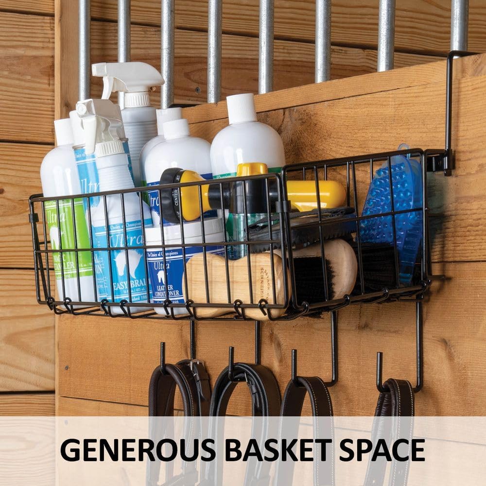 EASY-UP 24" Collapsible Basket and Tack Rack | The Ultimate Tack Room Organizer for Every Equestrian | Color Black