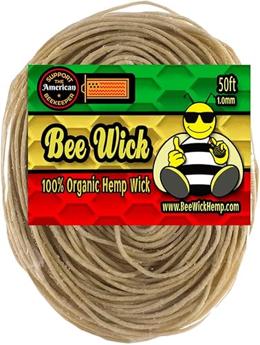 Bee Wick Mecha de cáñamo 100% orgánica, hecha con cera de abeja americana (0.039 in) (20 pies)