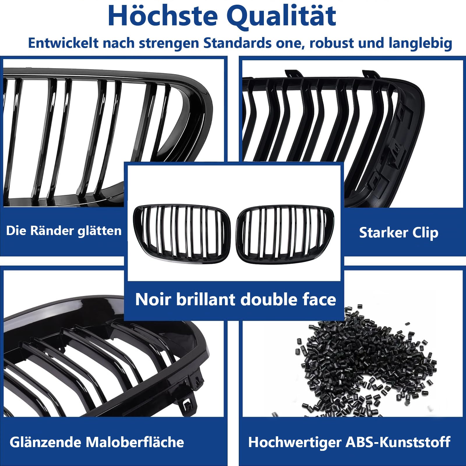 Grilles de calandre Noires BMW E53 X5 LCI 2003 à 2006