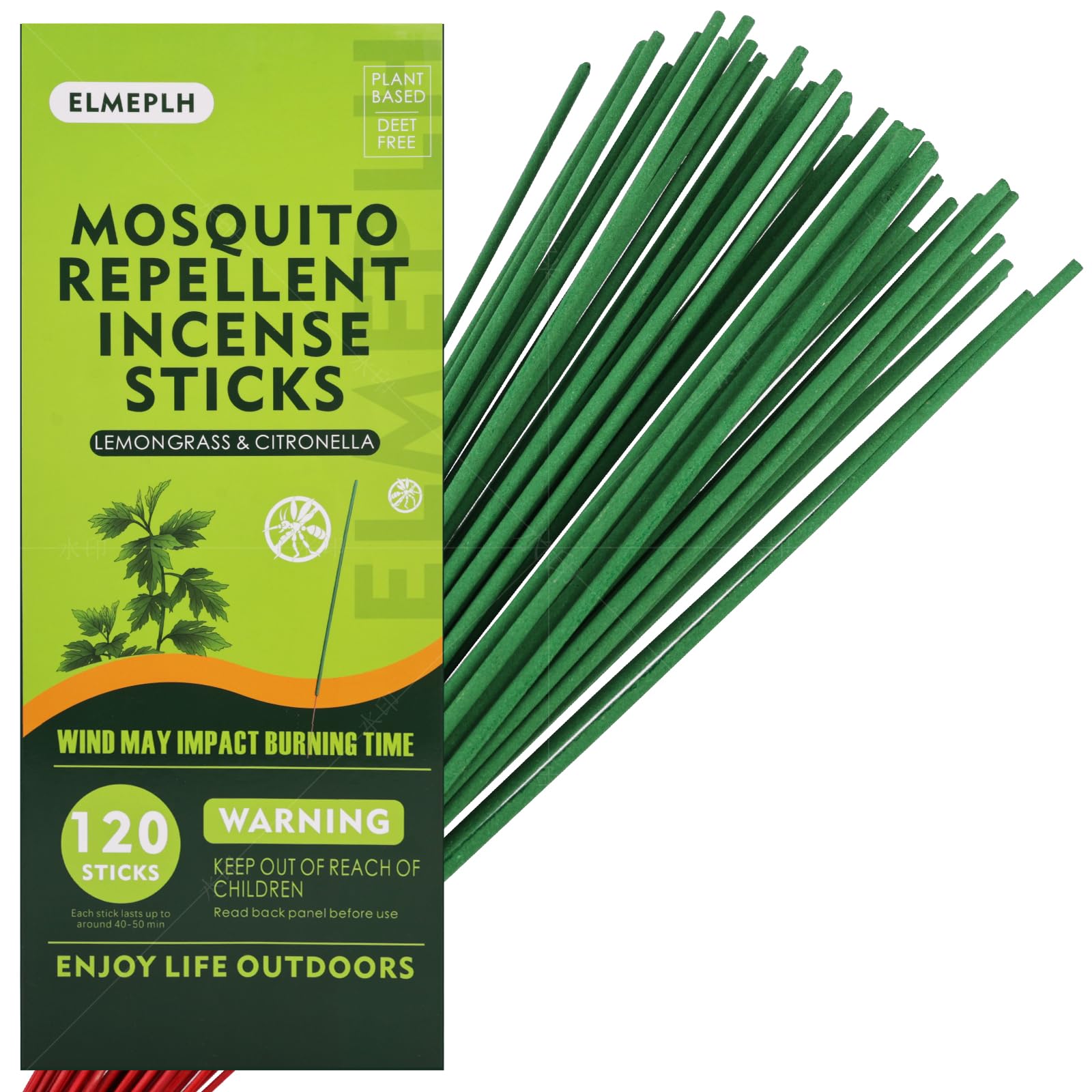 Photo 1 of 120 PCS Mosquito Repellent Incense Sticks Outdoor Patio - DEET Free - Lemongrass Oil - Natural Citronella Incense Sticks for Camping, Patio, Hiking,etc