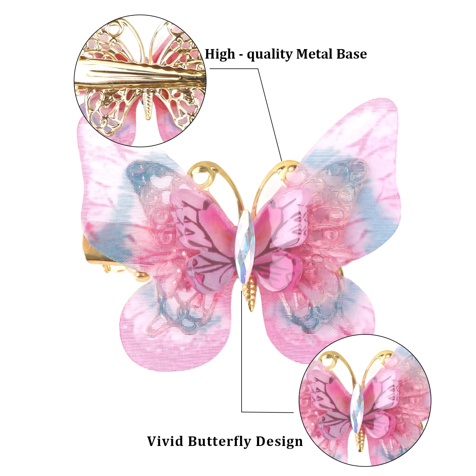 Padorul 12Pcs Butterfly Hair Clips - Image 3