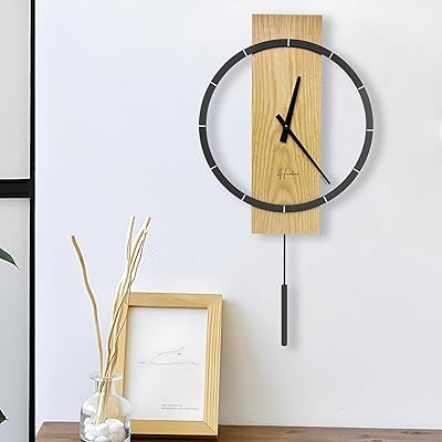 振り子時計 壁掛け 木製 軽量 秒針無し 掛け時計 静か 金属振り子 デュアルフォーム静音 掛け時計 秒針なし ファッション 北欧 おしゃれ 小型 贈り物 オフ …