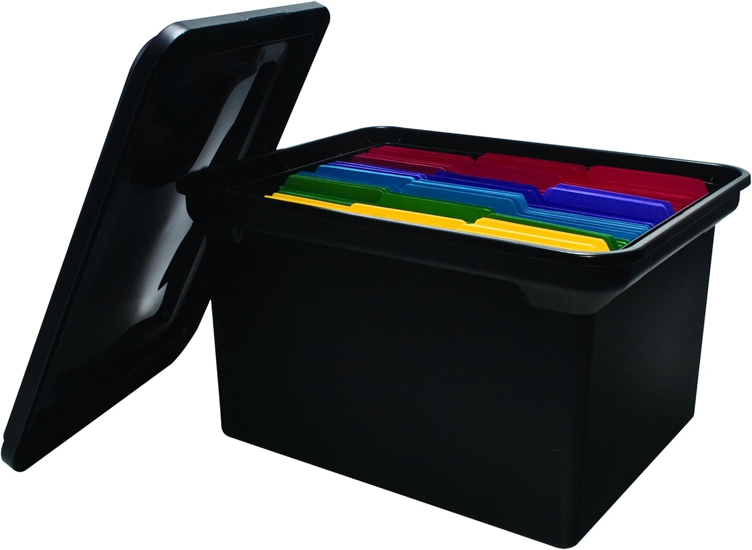Advantus File Tote with Lid, 18 x 10.75 x 14 Inches, Black, Case of 8 (34052CT)