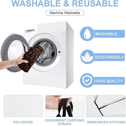 Miniatura 5 de Divertido patrón de granos de café reutilizable bolsa de compras con correas para el hombro, bolsas de mano plegables portátiles para comestibles