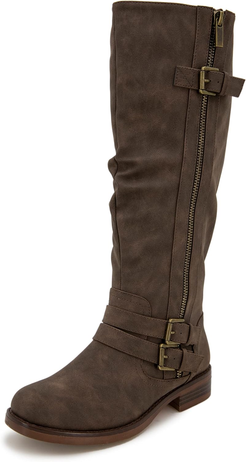 XOXO Women's MERTLE-C Wide Shaft Fashion Boot, Brown, 5.5