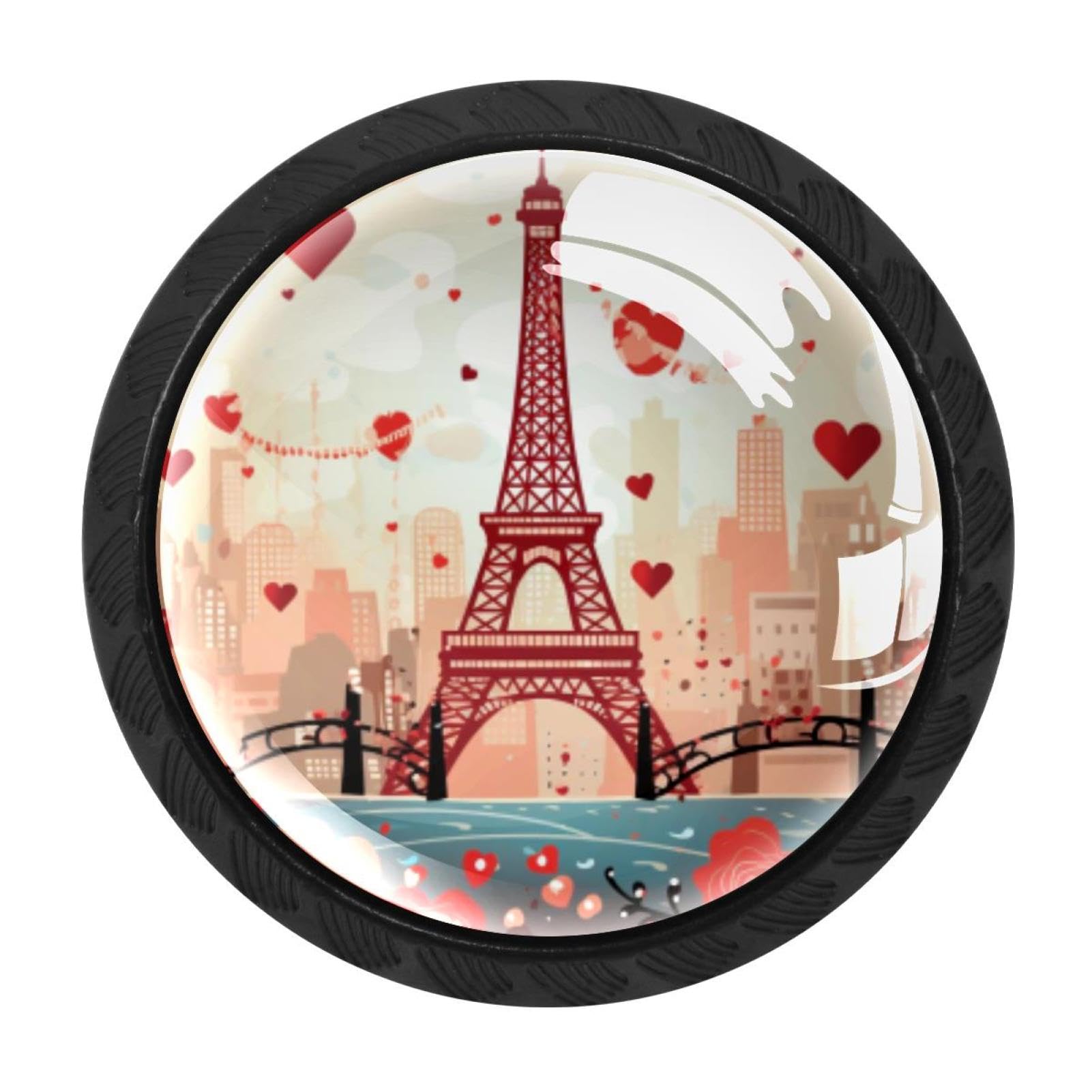 Chenzzzz Multicolored 12 4 Pcs Eiffel Tower Valentine's Day Crystal Glass Cabinet Knob Drawer Pull Handle For Kitchen Cupboard Dresser Wardrobe Etc