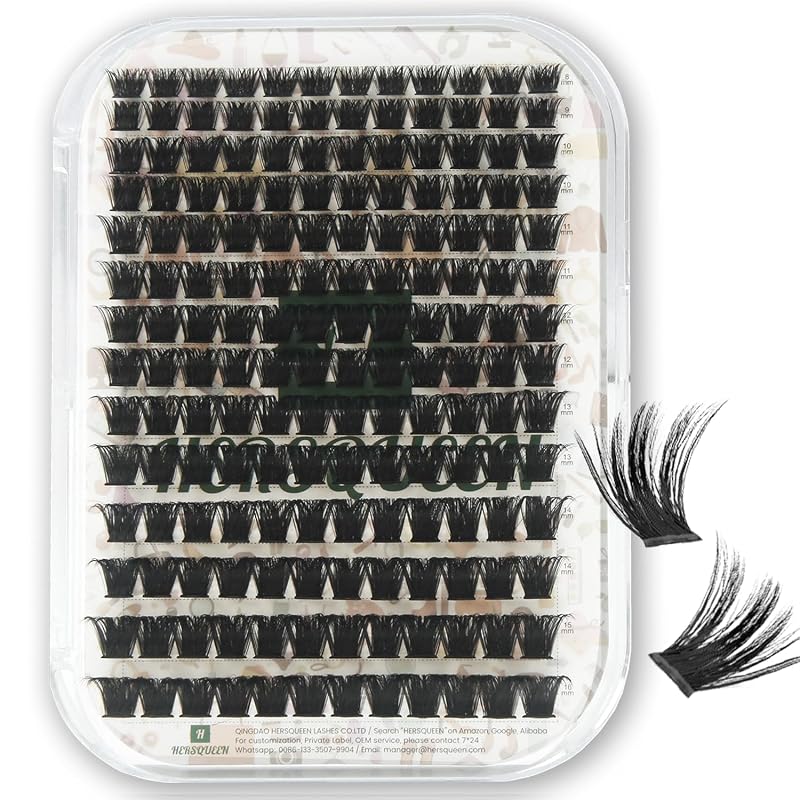 Cílios postiços em tufos HERSQUEEN para aplicação DIY, 150 unidades