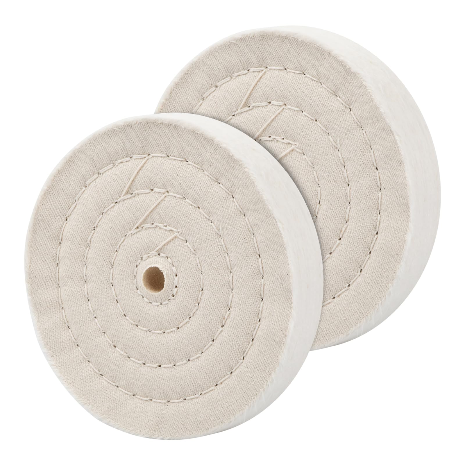 150mm Disco di Lucidatura in Cotone 2 Pezzi Rotella di Lucidatura a Forma di Spirale Tampone Lucidante con Foro da 12,7 mm (70 Strati) per Levigatrice da Tavolo Bianco