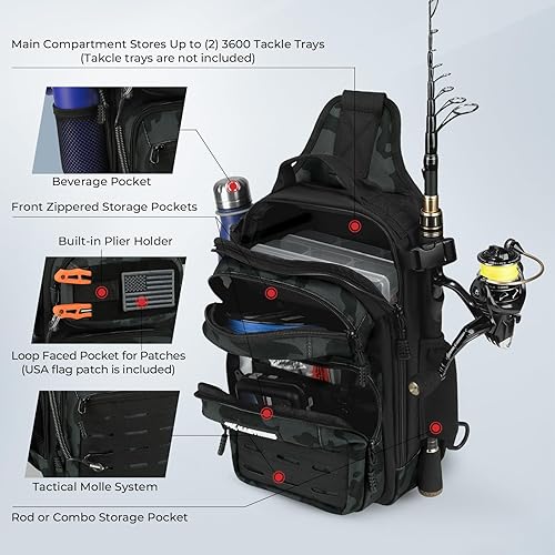 Miniatura 5 de KastKing BlowBak - Bolsa táctica para aparejos de pesca, mochila de pesca ligera, almacenamiento para equipo y equipo, regalo para hombres