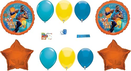 Space Jam - Suministros de fiesta con Anagram Space Jam 2 globos para tus decoraciones de fiesta de baloncesto con cinta impresa de WGIS We Got It